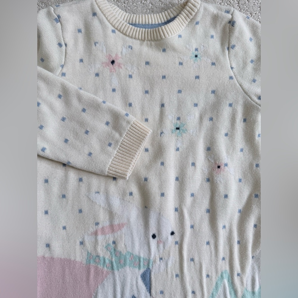 Kids Cream & Pastel Polar Bear Knit Dress, Size 2T - Picture 9 of 11